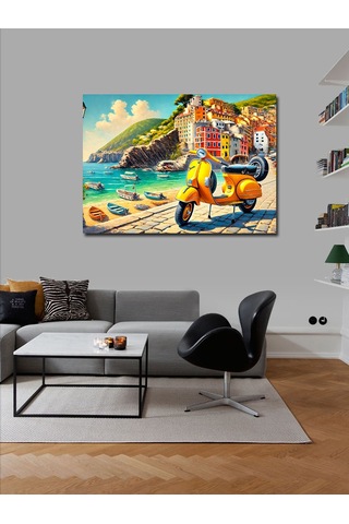 Kanvas Tablo Renkli Sahil Kasabası 50cmx70cm