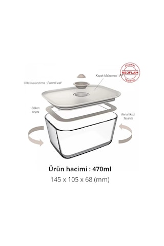 Neoflam Fika Clik Dikdörtgen Saklama Kabı Bej 4 Parça Set