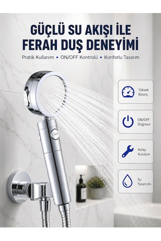 Şelale Sisi Ve Masaj Özellikli Banyo Duş Başlığı Altın
