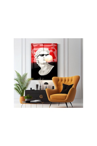 Michelangelo David Cam Tablo Gözlüklü Pop Art Duvar Dekoru Ev, Ofis Ve Genç Odası İçin Dekoratif Modern Tablo