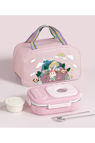 316 Paslanmaz Çelik Yalıtımlı Öğle Yemeği Kutusu Kullanışlı Öğle Yemeği Kutusu Üç Bölmeli MAvi