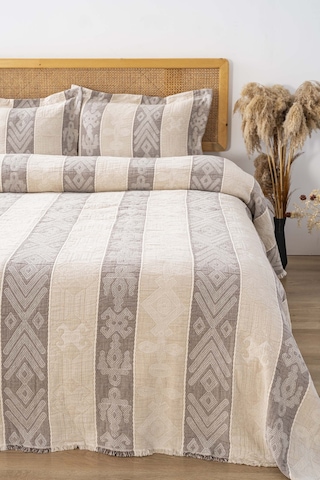 Serena Cappucino Çift Kişilik Yatak Örtüsü Takımı 3 Parça Uyku & Çeyiz Seti Krem