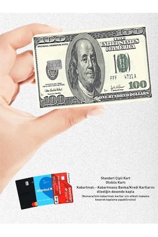 Dolar Tasarımlı - Papara, Tosla, Otobüs Kart Kaplama Stickeri Kredi Kartı Için Diğer