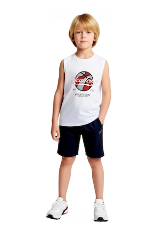 Frm Erkek Çocuk Spor Takımı Pamuklu Atlet Ve Şort Seti Basketbol Bask Beyaz