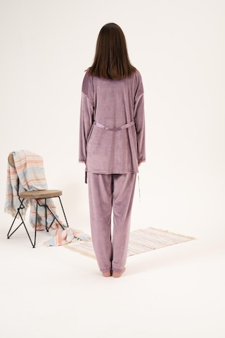 Estiva Kadın Kışlık 3 Parça Sabahlıklı Kadife Pijama Takımı 001