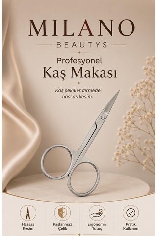 Milano Beautys Kaş Makası Paslanmaz Çelik Kaş Bıyık Makası