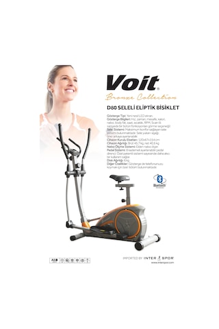 Voit D80 Bronze Collection Seleli Eliptik Kondisyon Bisikleti Bluetooth Destekli, 8 Kademe Dirençli, Led Göstergeli, Nabız Ölçerli Diğer Çok Renkli
