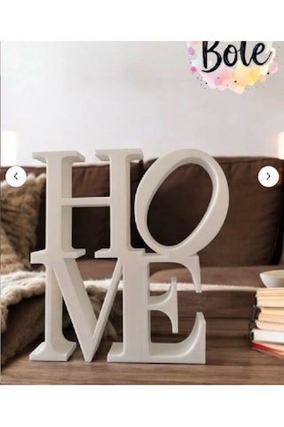 Home Yazılı Beyaz Renk Dekoratif Biblo