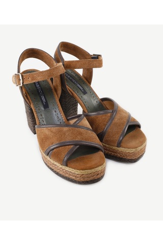 Yargıcı Özel Jüt Boyama Platform Topuklu Sandalet 24ykay4559x 003 Kahverengi