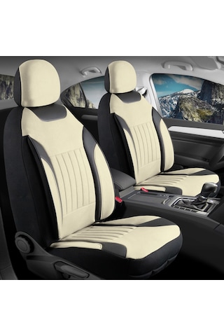 Peugeot 206+ Uyumlu Lüx Deri Detaylı Tay Tüyü Oto Koltuk Kılıfı Ön Arka Takım Edition Serisi Bej 15227066