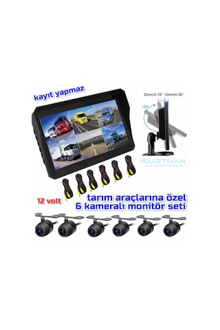 Tarım Araçları İçin 6 Kanallı Monitör Ve 6 Kamera Hazır Set