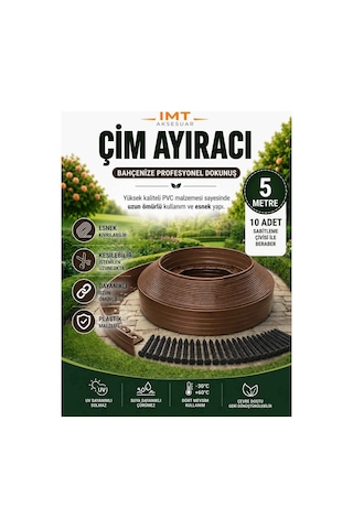 Esnek Pvc Çim Ayırıcı Bahçe Peysaj Düzenleyici 5 Metre Kahverengi Çim Sınırlayıcı Esnek Plastik Taş Toprak Ayraç Bariyer Peyzaj Bordürü