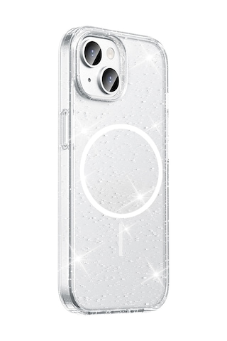 Zore Apple Uyumlu iPhone 13 Kılıf M-safe Şarj Özellikli Parlayan Simli Saydam Renkli Msra Maris Kap Şeffaf