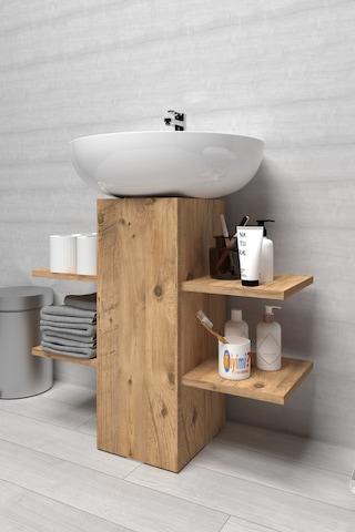 İyimi Modern Raflı Lavabo Altı Banyo Dolabı Banyo Düzenleyici Atlantik Çam