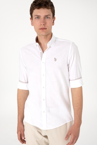 U.s. Polo Assn. Erkek Beyaz Gömlek Desenli 50300200-vr013 Beyaz