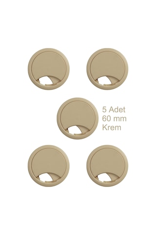 Adilon Masa Üstü Kablo Kanalı Deliği Kapağı Krem Masa Kapağı 6 Cm 5 Adet