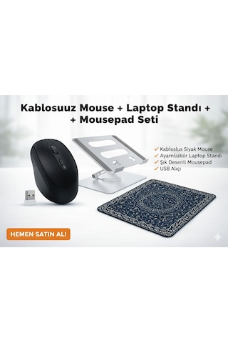 Samsung Galaxy Uyumlu Tab S10 Lite Sm-x400 Kablosuz Mouse Ayarlanabilir Stand Mousepad Set