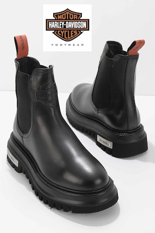 Harley Davidson Mourir Siyah Deri Kadın Bot Postal Ayakkabı Siyah