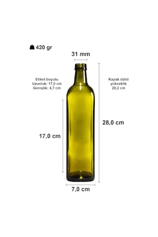750 Ml Yeşil Maraska Kilitli Sızdırmaz Kapaklı Yağ Şişesi 750 Cc Kapüşonlu Köşeli Cam Şişe 20 Adet Diğer