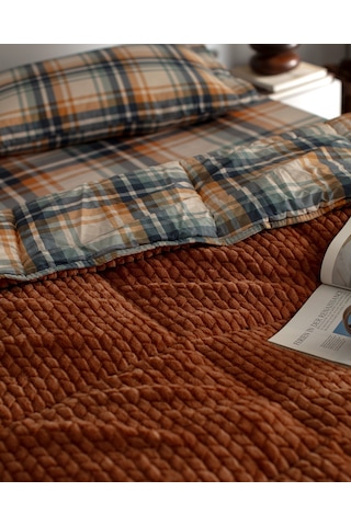 Madame Coco Beth Tek Kişilik Wellsoft Comforter Set - Turuncu Turuncu