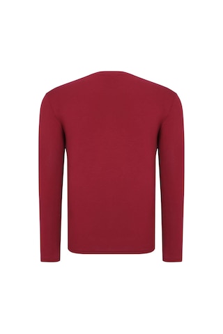 T9588 Dewberry Bisiklet Yaka Uzun Kol T-shırt-bordo