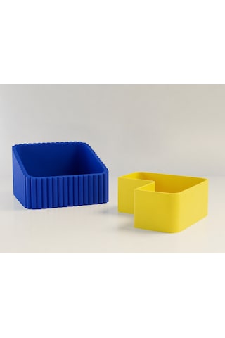 3d Baskı Fıstık Kasesi - Çift Hazneli Kabuk Ayırıcı Sunum Kasesi - Mavi Sarı Diğer
