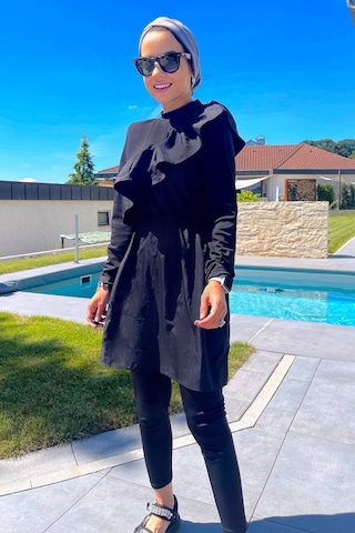 Kahijab Fırfır Detay Tesettür Mayo - Siyah
