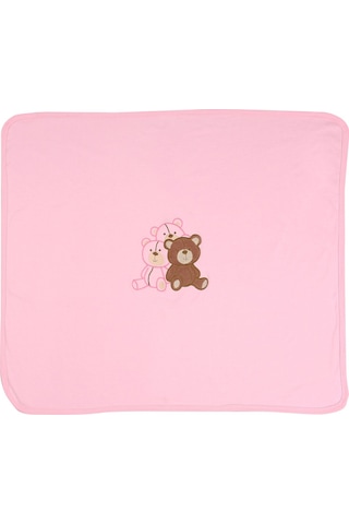 %100 Pamuklu Yenidoğan Çift Katlı Penye Bebek Battaniyesi Sb 512 Pembe