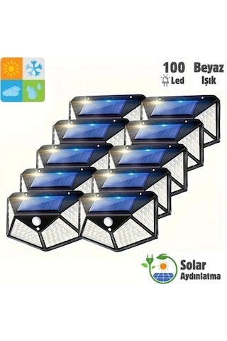 Hb-100 Model 10'lu Paket 100 Led Solar Hareket Sensörlü Güneş Ene