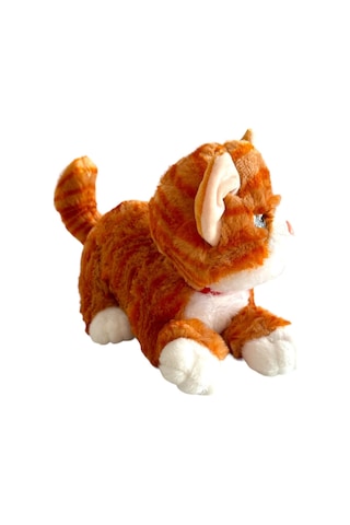 Sesli Miyavlayan Jumbo 30 Cm Peluş Kedi - Kahverengi Kahverengi