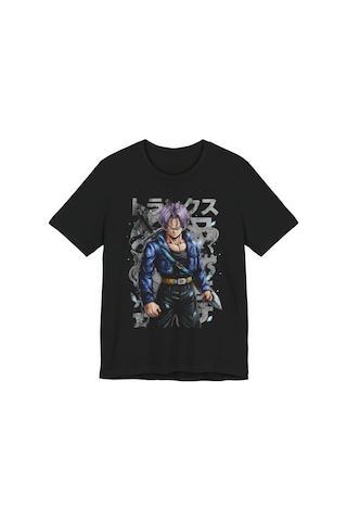 Ustaprint3d Trunks Anime Tişört Dragon Ball Z Tasarım %100 Pamuk Dtf Baskılı Oversize Unisex T-shirt Siyah