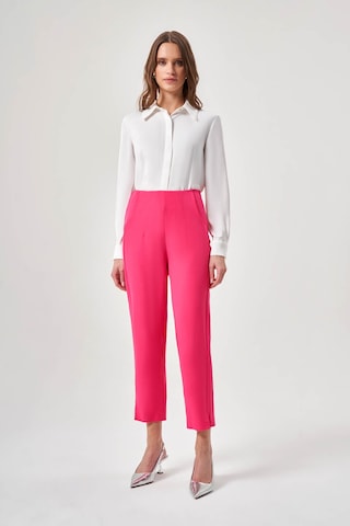 Mizalle Pensli Basic Fuşya Pantolon Sütlü Kahverengi