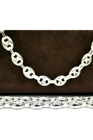 Omar Silver Unisex Gemici Arpa 8Mm Gümüş Kolye Zincir