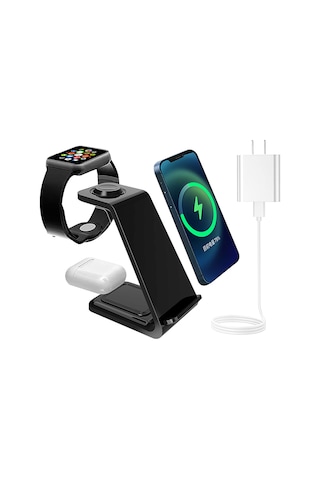 Maiyame 3'ü 1 Arada Dikey Kablosuz Şarj Aleti - Telefon, Saat Ve Kulaklık İçin 20w Hızlı Şarj, Apple/android Uyumlu, Beyaz, Abd Standartı 110-240v Beyaz