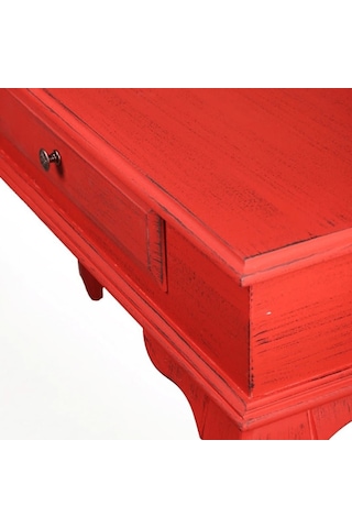 Roys Ahşap 100 Cm Çekmeceli Kırmızı Eskitme  Dresuar Kırmızı