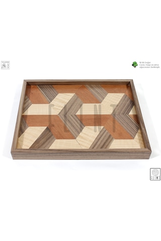 El Yapımı Ceviz Meşe Elma Ağacı Üç Boyutlu Ahşap Kahvetepsisi