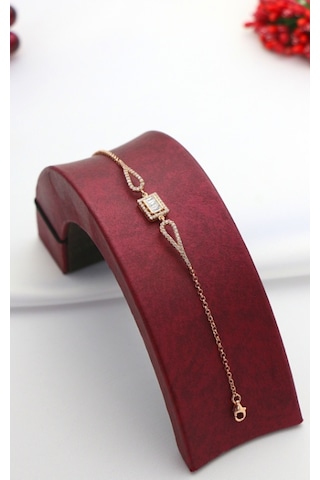 Baget Taşlı Melek Kanadı Gümüş Bileklik Rose Gold