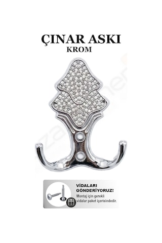 Çınar Askı Lüks Vestiyer Duvar Dolap Elbise Askısı Krom