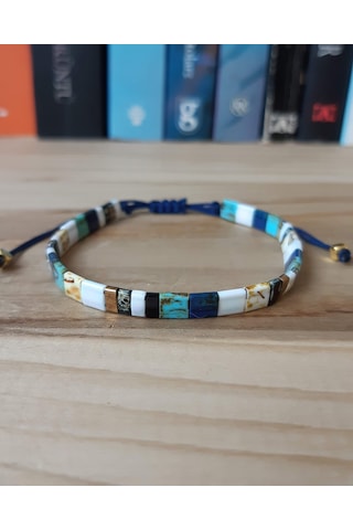Miyuki Tila Boncuklu El Yapımı Kadın Bileklik Lacivert Mavi Minimalist Tasarım Takı Hediyelik