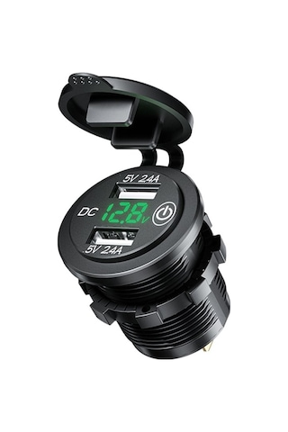 12v 24v Çift Usb Led Araç Şarj Adaptörü W/dokunmatik Açık Kapalı Anahtarı Güç Kablosu