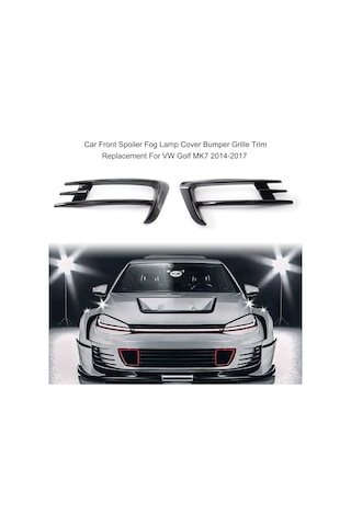 Wezone Volkswagen Golf Mk7 2014-2017 Ön Tampon Faro Çerçeve Decoru, Abs Malzeme, Siyah Renk, Sol Ve Sağ Seti