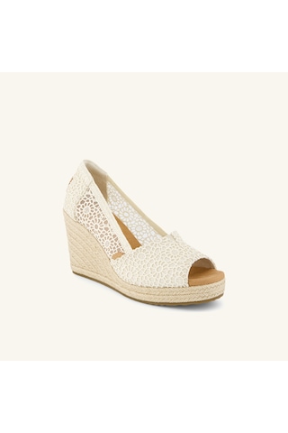 10023016 Natural Moroccan Crochet Espadril Kadın 10023016 Toms Essentıal Wedge