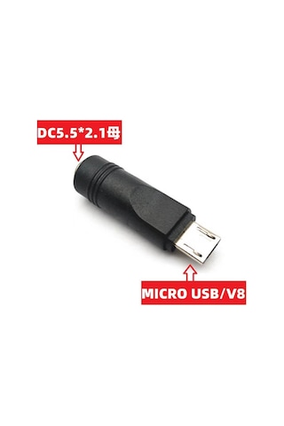 Koodmax - Micro Usb Erkek To Dc 5.5 2.1mm Dişi Soket Çevirici - Dc Güç Adaptörü Fişi Dönüştürücü