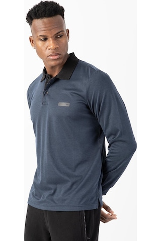 Maraton Sportswear Regular Erkek Polo Yaka Uzun Kol Basic Siyahmelanj Sweatshirt 22432-siyahmelanj