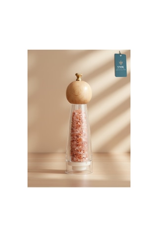 Chacha Home Luxury Bamboox Akrilik Tuz Ve Karabiber Değirmeni Baharat Öğütücü Şeffaf Lüx Gold Detaylı Büyük Boy