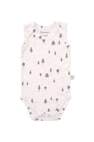 Boumini Pamuklu 2'li Bebek Çıtçıtlı Atlet Body Çam Ormanı Bej Açık Gri