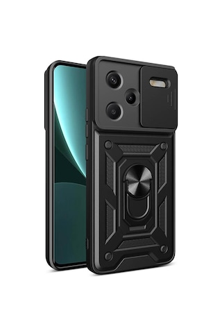 Teleplus Xiaomi Redmi Note 13 Pro Plus 5g Kılıf Magnetik Standlı Kamera Korumalı Slide Sürgülü Cover Kapak