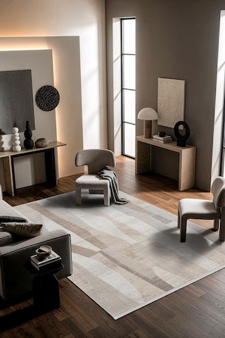 Leon Ln012b Bej Halı Klasik Desen Pamuk Taban Akrilik Tozuaz Salon Yatak Odası Koridor Halısı-913 Bej