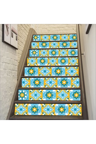 Merdiven Sticker Folyo Kaplama 5 Adet 18CM x 120CM Çiçek N11.672