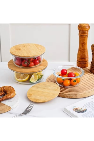 Orret Home Bambu Kapaklı Vakumlu Cam Saklama Kabı Seti Yuvarlak, Kare Ve Dikdörtgen Gıda Saklama K Sku: Smg8690010185105 Açık Gri
